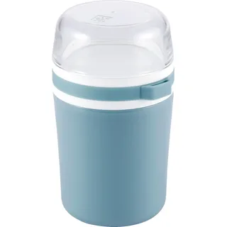 ZWILLING Lunchtime Müslibecher to go, auslaufsicherer Joghurtbecher/Reisebecher mit praktischer Unterteilung & Löffelhalter, 500+200 ml, blau