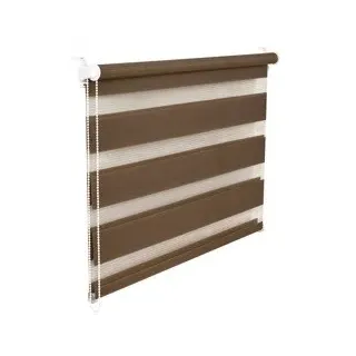 Doppelrollo Duorollo 100 cm breit 150 cm lang hellbraun mocca inkl. Seilzug Fensterrollo Klemmrollo
