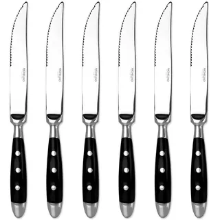 Michelino Steakmesser Set 6-teilig "Brüssel" - Grillmesser Edelstahl (6 Stück)