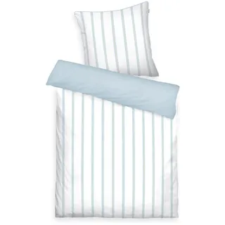 Tom Tailor Wendebettwäsche Gestreift Blau/Weiß 135 x 220 cm + 80 x 80 cm
