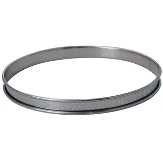 De Buyer - gelochter Tortenring aus Edelstahl mit Rand - Höhe 2cm - 22 cm Durchmesser - 3093.22, Silber