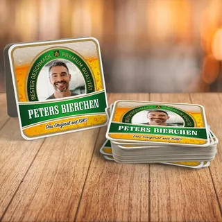 Bierdeckel personalisiert mit Foto & Text | Foto Bierdeckel Set | Stückzahl und Motiv nach Wahl