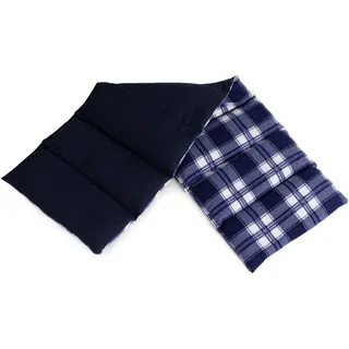 Johanniskernkissen 75x20cm groß 8-Kammer. Wärmekissen, Körnerkissen 75cm lang (Flanell karo-blau)