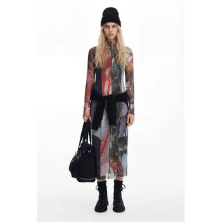 Desigual, Bedrucktes Midi-Tüllkleid, Polyester, M, MATERIAL FINISHES, M