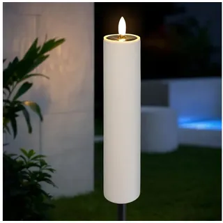 Spetebo LED-Kerze Solar Gartenfackel LED Kerze mit Flammen Effekt 99 cm (Anzahl, 1-tlg., Stück), automatisches Einschalten weiß
