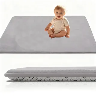 RxueSug Krabbelmatt Baby, Faltbar Spielmatte Baby, 50 x 80 cm Große Weiche Krabbeldecke maschinenwaschbare, Rutschfester Spieldecke für mädchen Jungen Kinder zum Krabbeln Silbergrau