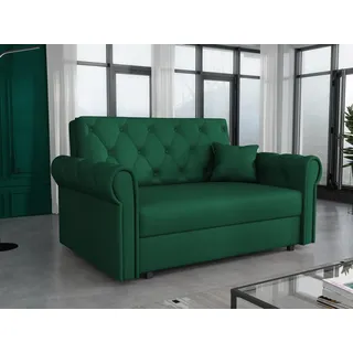 MIRJAN24 Schlafsofa Viva Roma II, mit Bettkasten und Schlaffunktion, inkl. Kissen, Schwarz Metallfüße, Wellenfeder, 2 Sitzer grün