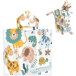 ZeYou Badeponcho Kinder, Badetücher Badehandtuch Kinder, Badeponcho mit Kapuze für Kinder,Baby Badetücher für Jungen Mädchen (65 x 75 cm)