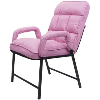 Esszimmerstuhl MCW-K40, Stuhl Polsterstuhl, 160kg belastbar Rückenlehne verstellbar Metall ~ Stoff/Textil rosa