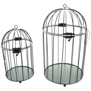 Dekoleidenschaft Hängedekoration Dekokäfig "Gabbia" aus Metall, schwarz, Deko Vogelkäfig, Kerzenhalter (im Set, 2 St), 24 + 32 cm hoch, Hängedeko schwarz