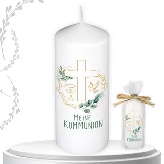 Kommunionkerze Taufkerze Erstkommunion Kerze Kreuz Geschenk Verpackt Handarbeit