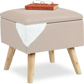 Relaxdays Hocker mit Stauraum 40 x 40 x 40 cm Beige