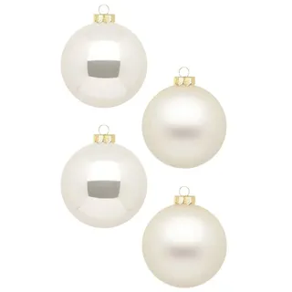 INGE-Glas Magic Weihnachtskugeln 12 STK 8cm | Schöne Christbaumkugeln aus Glas | Große Kugeln in Karton-Box | Christbaumschmuck Weihnachtsbaumschmuck Weihnachtsbaumkugeln (Champagne | Beige)