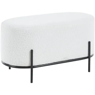 SalesFever Polsterhocker Bouclé Stoff weiß | 369296