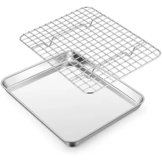 luxuskollektion Backblech Auskühlgitter Set Edelstahl Klein Rechteckig Backform