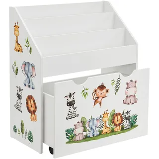 Kinder Bücherregal mit 3 Fächern und herausziehbarer Spielzeugkiste