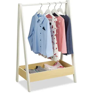 Relaxdays Garderobenständer Kinder 99 x 64,5 x 42,5 cm Weiß