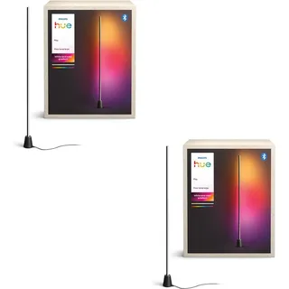 Philips Hue LED Stehlampe Doppelpack Play Stehleuchte, 135 cm, RGBW, Weiß & Farbverläufe, Abschaltautomatik, Bluetooth, Dimmfunktion, Einschlafhilfe, Farbsteuerung, Farbwechsel, Leuchtdauer einstellbar, Memory, nach Trennung vom Netz, RGB, Smart Home, Softlichtstart, Tageslichtsensor, Timerfunktion, Weckerfunktion, erweiterbar, LED fest integriert, RGB, App‐ & Sprachsteuerung, TV Sync, smart steuerbar schwarz