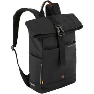 camel active Herren CITY Rucksack mit Reißverschluss und Überschlag Schwarz menswear-L