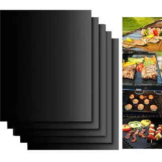 50 * 40cm Extra Große Grillmatten für Holzkohle Gasgrill Elektrogrill 5er Pack BBQ Grillmatte - Teflon Backpapier Wiederverwendbar Backofenmatte Grillzubehör für Fleisch Fisch und Gemüse