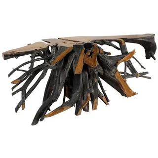 MASSIVMOEBEL24.DE Konsolentisch Teak Wurzel verzweigt 250x50x80 Natur
