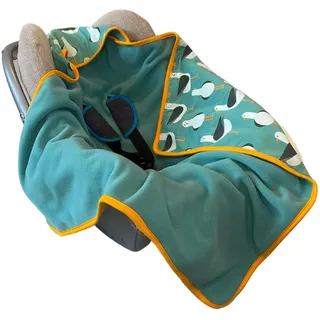 Universal-Einschlagdecke für den Kindersitz. Baumwolljersey und Fleece- wendbare, Doppelschichtdecke, die Babys im Kindersitz warm hält. Für Kindersitzgruppe 0/0+ mit 3- oder 5-Punkt-Gurtsystem(Möwen)