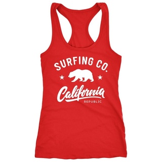 Neverless Tanktop Damen Tank-Top California Republic Bear Bär Sommer Surfing Racerback Neverless® rot M