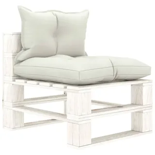 vidaXL Garten-Paletten-Mittelsofa mit Kissen Holz beige