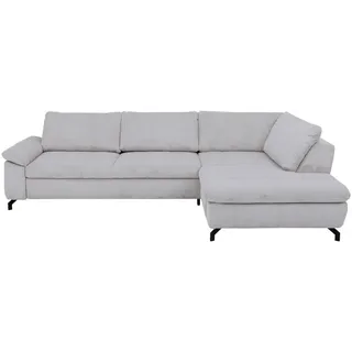 Beldomo Style Ecksofa Sense, Grau, Metall, 3-Sitzer, Ottomane rechts, L-Form, 291x197 cm, Goldenes M, Typenauswahl, Fußauswahl, Stoffauswahl, seitenverkehrt erhältlich, individuell planbar, Wohnzimmer, Sofas & Couches, Wohnlandschaften, Ecksofas