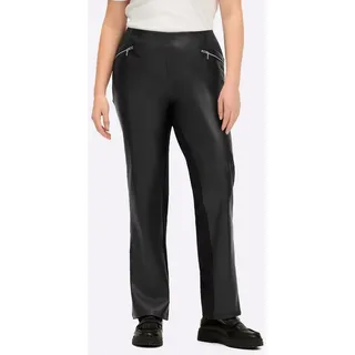 Sheego Jerseyhose Lederimitat-Hose schwarz 56