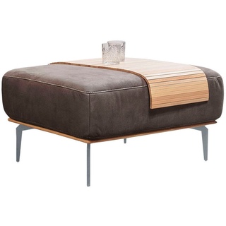 W.SCHILLIG Polsterhocker run, mit elegantem Holzsockel, Füße in Silber matt, Breite 75 cm braun