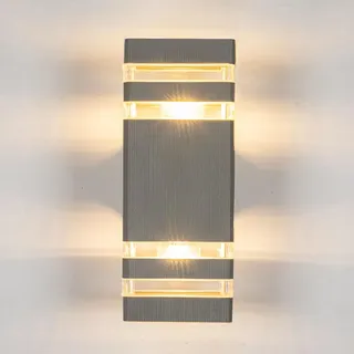 Mengjay Wasserdichte Wandleuchte Wandlampe, IP54 Außenlampe Außenleuchte Wand GU10 Aluminium,Up Down Außenbeleuchtung Außenwandleuchte Aussenleuchte für Terrasse Balkon Haus (Grau)