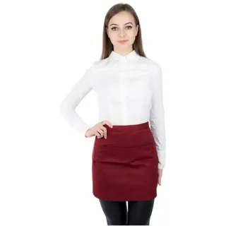 SENTYRZ Kochschürze Kellnerschürze Kurz mit Tasche 70x40cm Restaurant Bistroschürze, (Gastronomie Halbschürze Arbeitsschürze Serviceschürze Unisex) braun|rot
