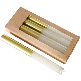 BOLTZE GRUPPE GmbH Formkerze Bunte Kerzen mit goldener Verzierung, 4er-Set (Dekokerze, Dekokerze) weiß