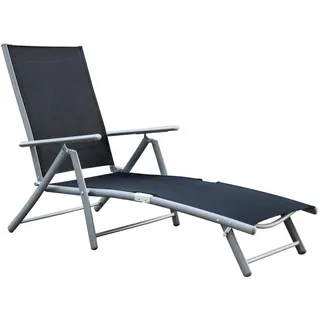 MX Alu Gartenliege Deckchair schwarz Sonnenliege Relaxliege Liege Poolliege