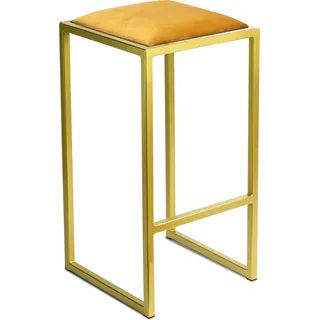 FERRO modern design Barhocker Gold ohne Lehne 64 cm - Metall Barstuhl mit Gepolstertem Sitz - Loft Style