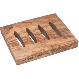 NATUREHOME Olivenholz Seifenschale Reine Bio Holz Schale eckig - 10x12x1,5 cm Aufbewahrung für Seife Seifenhalter im Badezimmer