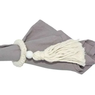 Serviettenring Quaste Ø 7 cm Baumwolle Beige Creme