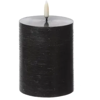LED Kerze PIA Uyuni Rustik-Optik Echtwachs Timer H: 10cm schwarz bis 1000Std.