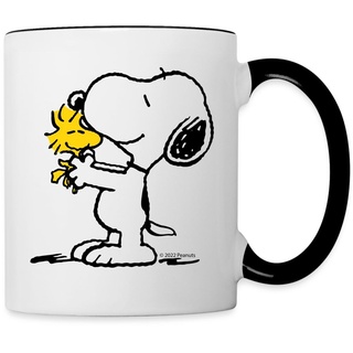 Spreadshirt Peanuts Snoopy Und Woodstock Beste Freunde Tasse Zweifarbig, One size, Weiß/Schwarz
