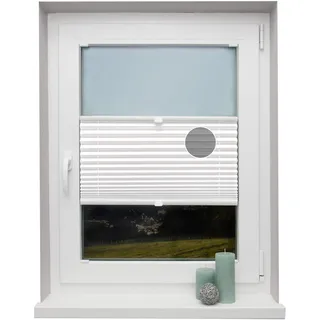 Plissee auf Maß Thermo für alle Fenster Montage in der Glasleiste Blickdicht mit Spannschuh Sonnenschutzrollo Weiß Breite: 101-110 cm, Höhe: 40-100 cm