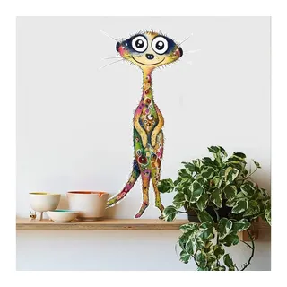 K&L Wall Art Wandtattoo Wandtattoo Hagenmeyer Lebensfreude abstrakt lustiges Erdmännchen, Lustige Wandsticker für Flur und Büro, hergestellt in Berlin bunt 21 cm x 30 cm