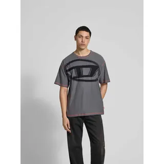 T-Shirt mit Label-Detail, Graphit, L
