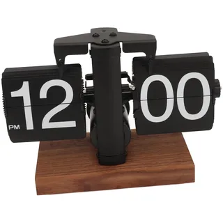 Topiky Flip Schreibtischuhr, Retro Digital Flip Down Uhr, Automatisch Drehende, Batteriebetriebene Mechanische Uhr mit Drehknopf für die Dekoration von Zuhause, Zimmer, Büro (Black)