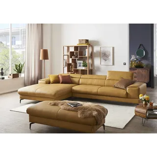 W.Schillig Ecksofa »piedroo, Designsofa mit tollem Sitzkomfort, bequem und elegant, L-Form«, Kopfteilverstellung, wahlweise mit Sitztiefenverstellung, Breite 343cm gelb