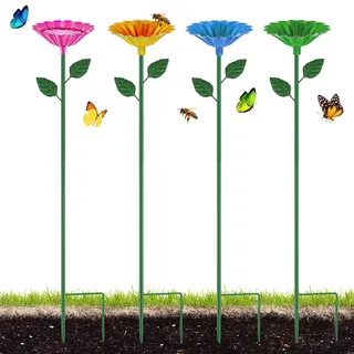 4 Stück Bienentränke für den Garten, Bienen Insektentränke Garten, Blumenform Bienenbecher, Bienentränke für Den Gartens, Bienentränkes Blumes Für Wetterfester Gartenstecker Deko