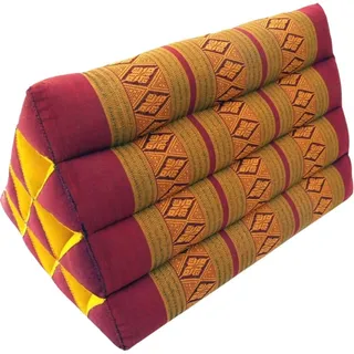 GURU SHOP Dreieck Thaikissen, Dreieckskissen, Kapok - Rot/Gold, 30x30x50 cm
