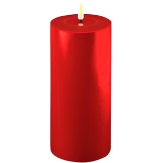 Deluxe Homeart Flammenlose LED-Kerze für den Innenbereich – Rot – mit Real FlameTM Technologie – batteriebetriebene Kerze (10 x 20 cm)