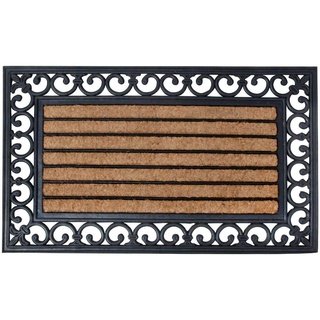 Esschert Design Schmutzfangmatte, Fußmatte in schwarz aus Gummi, mit Kokos-Einlage, rechteckig, ca. 76 cm x 45 cm