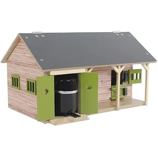 Kids Globe Farming Reiterhof Bauernhof Pferdestall Holz 1:32 mit 2 Boxen